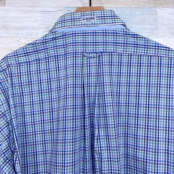 IZOD Advantage Performance CoolFX Shirt Blue Plaid Moisture Wicking Mens 2XL XXL - Picture 5 of 6
